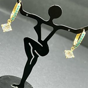 Gold plated blue earrings